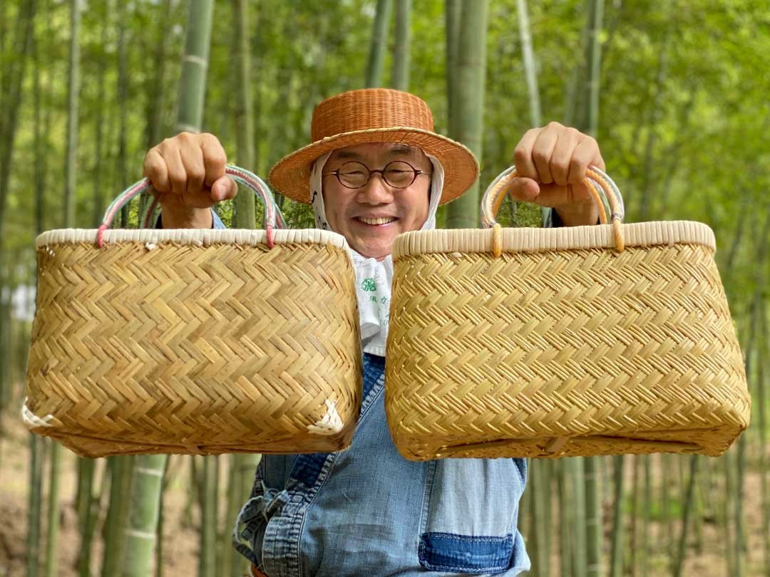 鳥越竹細工 市場かご 新品 大中小サイズ3点セット - バッグ