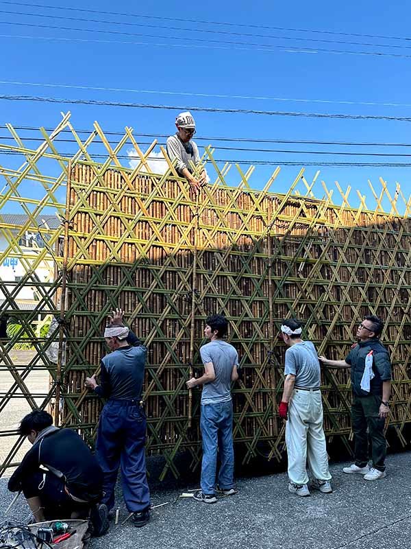 よさこい祭り地方車六ツ目編み