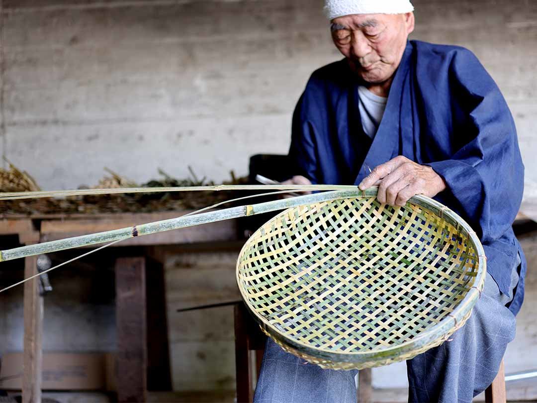 国産四ツ目編み竹ざる